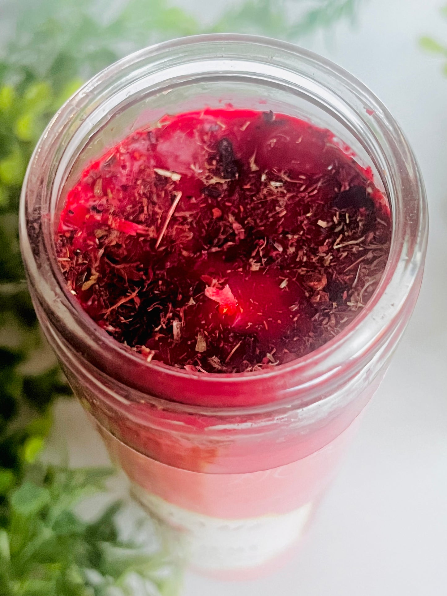 Love Flame Enchantment - Ritual Candle with Rose Quartz and Herbs