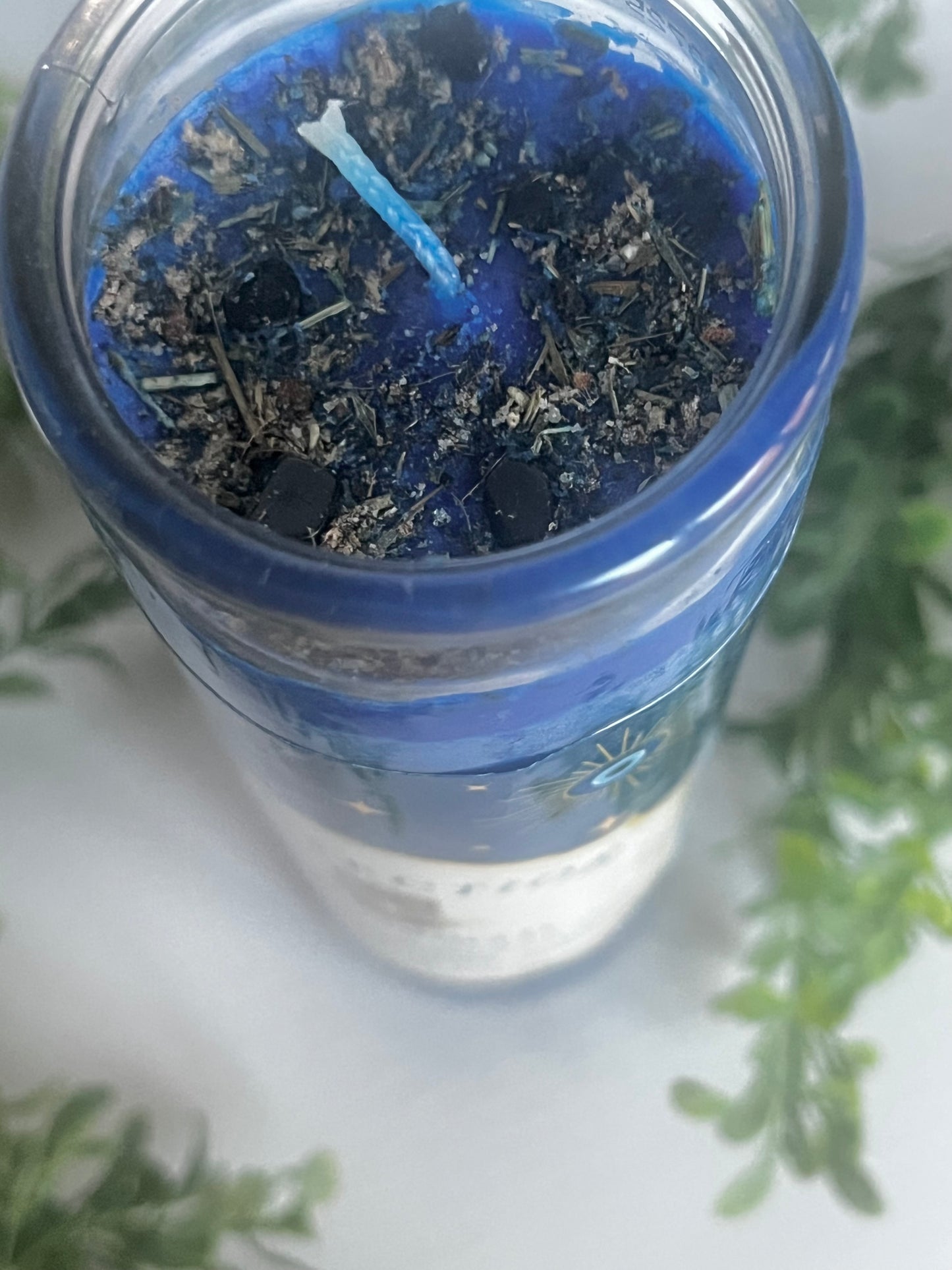 Protection & Shield - Ritual Candle with Obsidian and Herbs