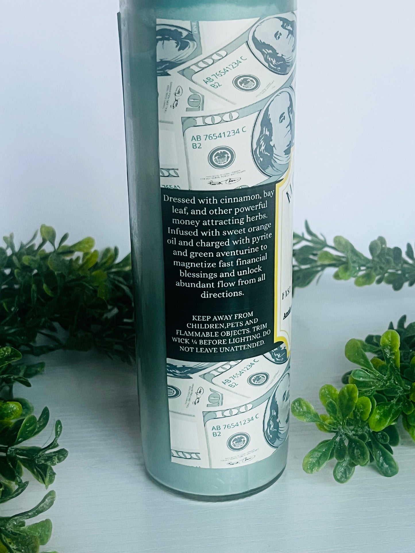 Money Money Come to Me - Ritual Candle with Crystals and Herbs
