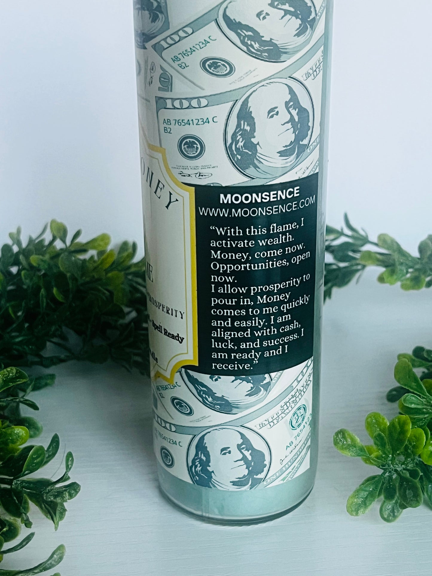 Money Money Come to Me - Ritual Candle with Crystals and Herbs