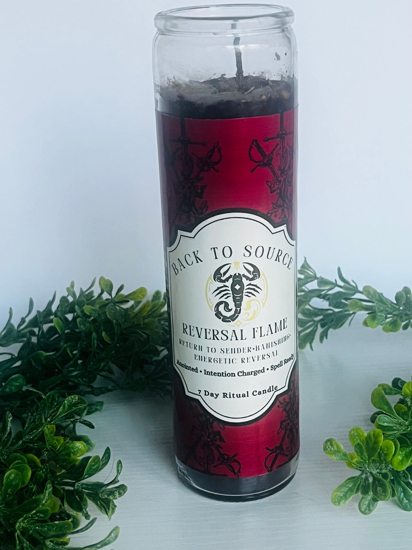 Back to Source- Reversal Ritual Candle with Obsidian and Herbs