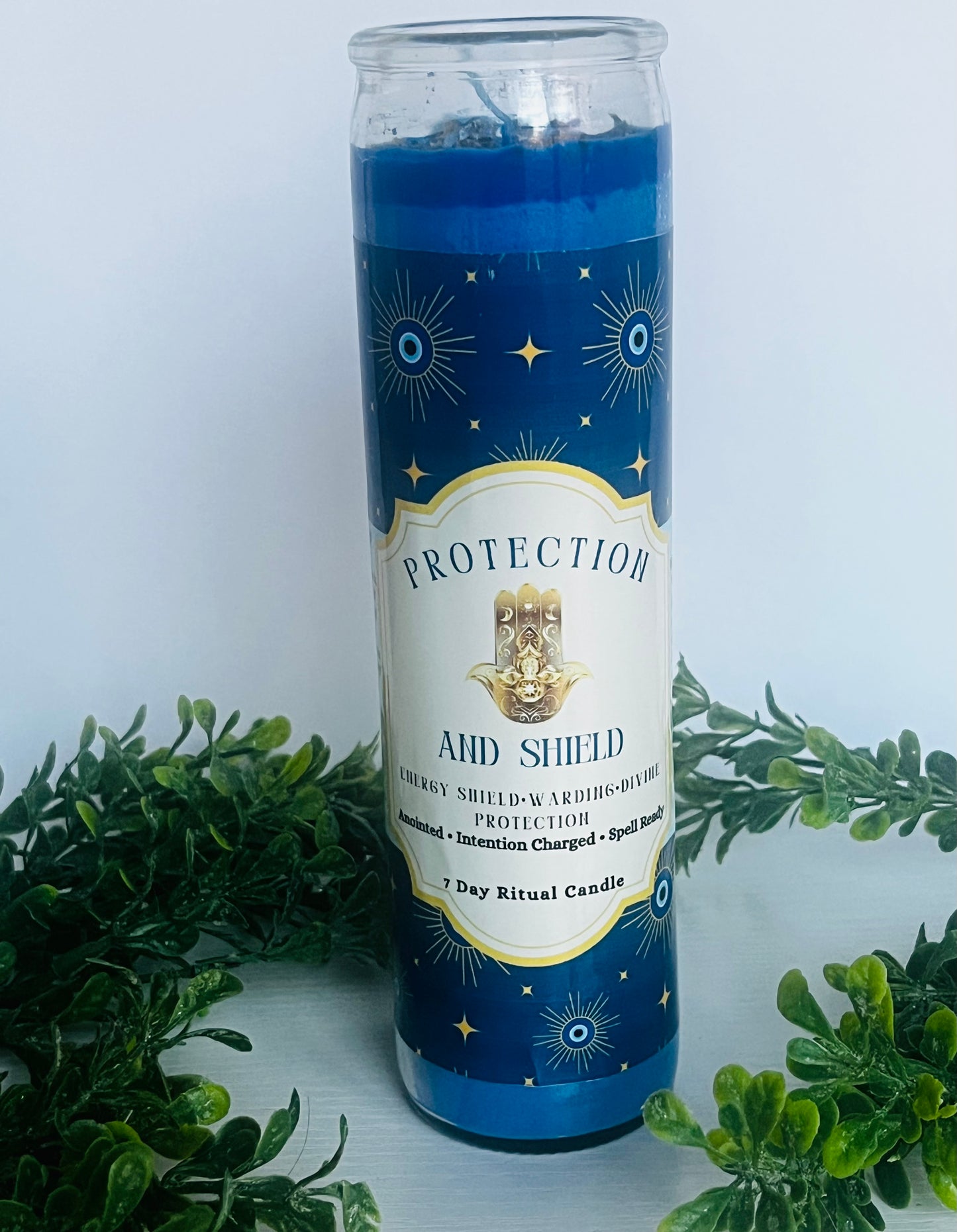 Protection & Shield - Ritual Candle with Obsidian and Herbs