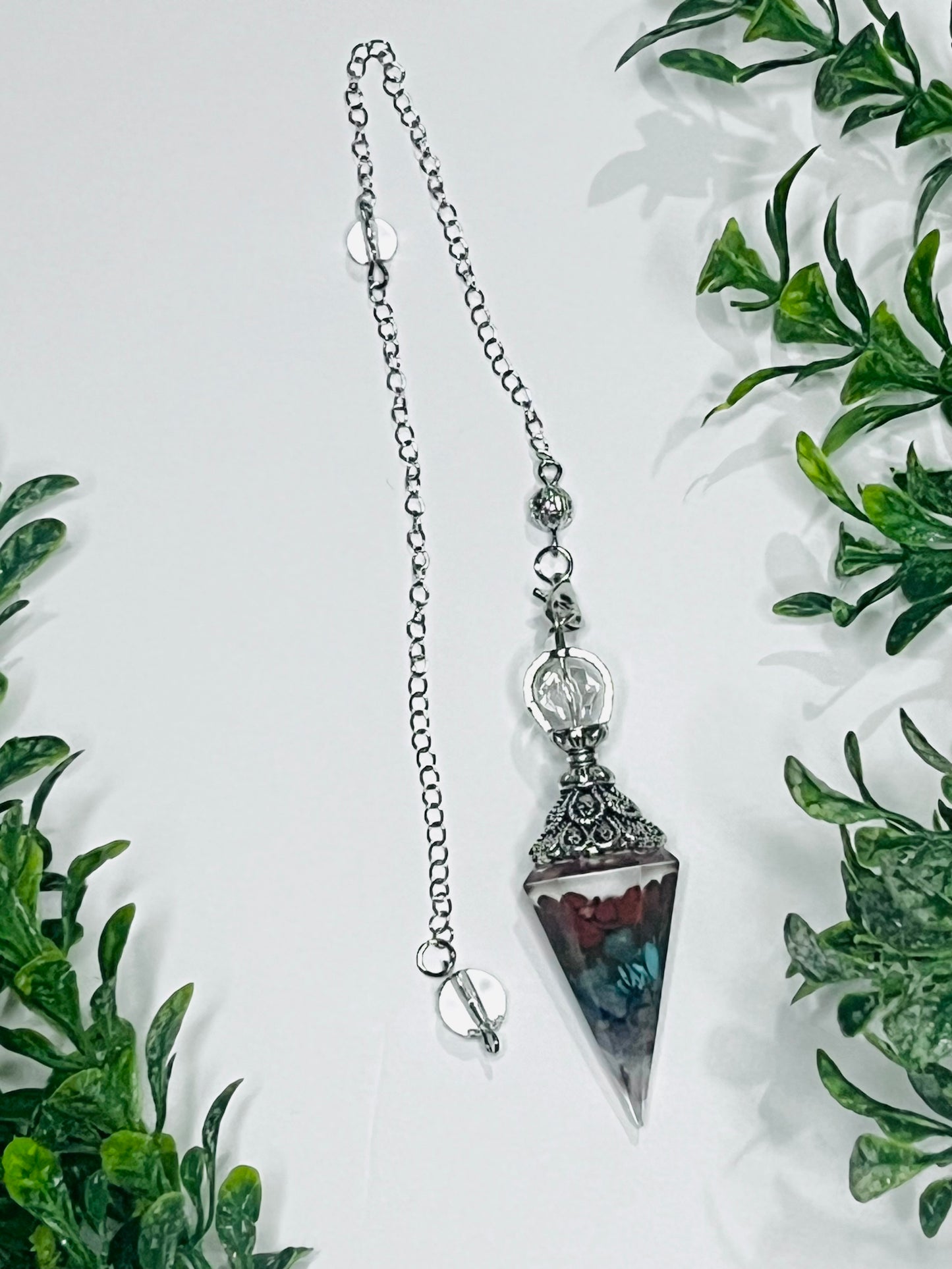 7 Chakra Crystal Chip Pendulum - Divination & Energy Healing Tool